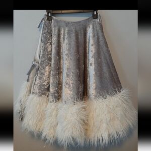 56" Silver and Faux Mongolian Fur Christmas Tree Skirt